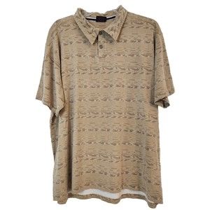 BIG SKY OUTFITTERS Brown Beige Stripe Polo Short Sleeve Shirt Men's Size XL